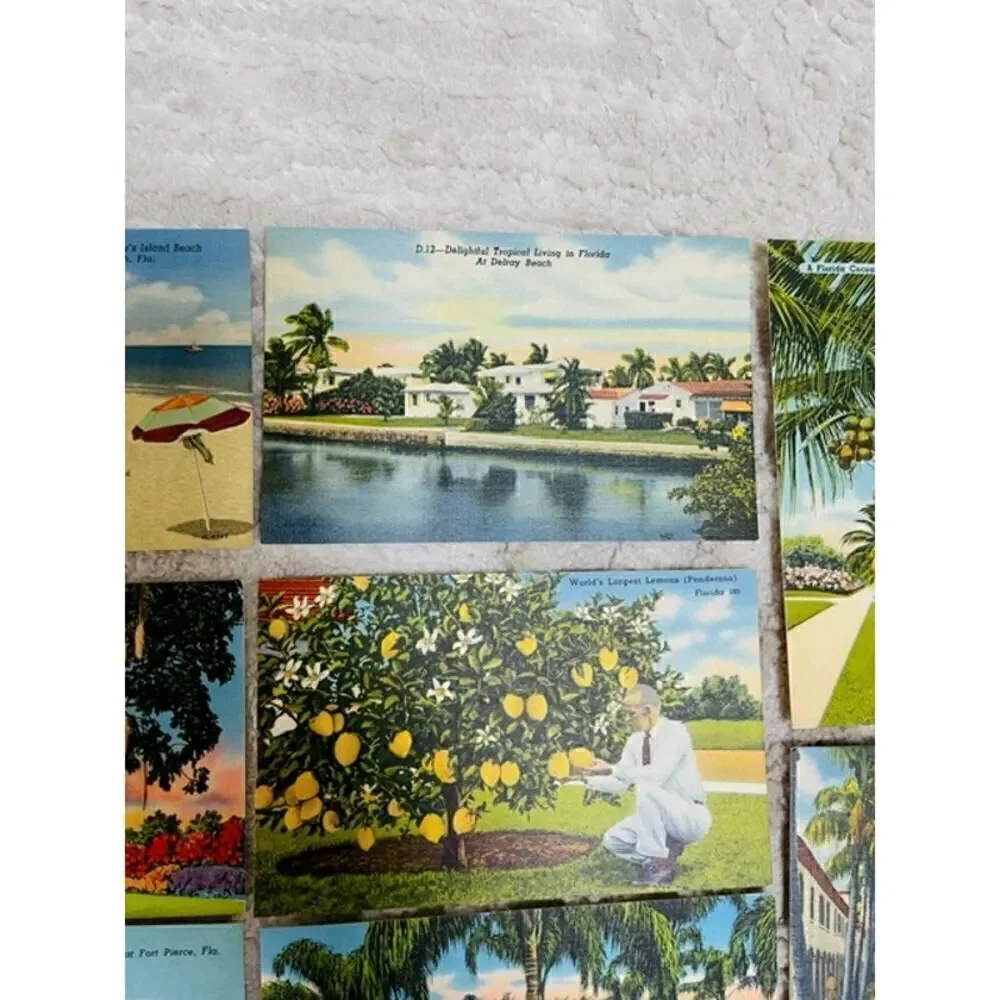 Tichnor Curteich Linen Post Cards Palm Beach Biltmore Lot of 16
